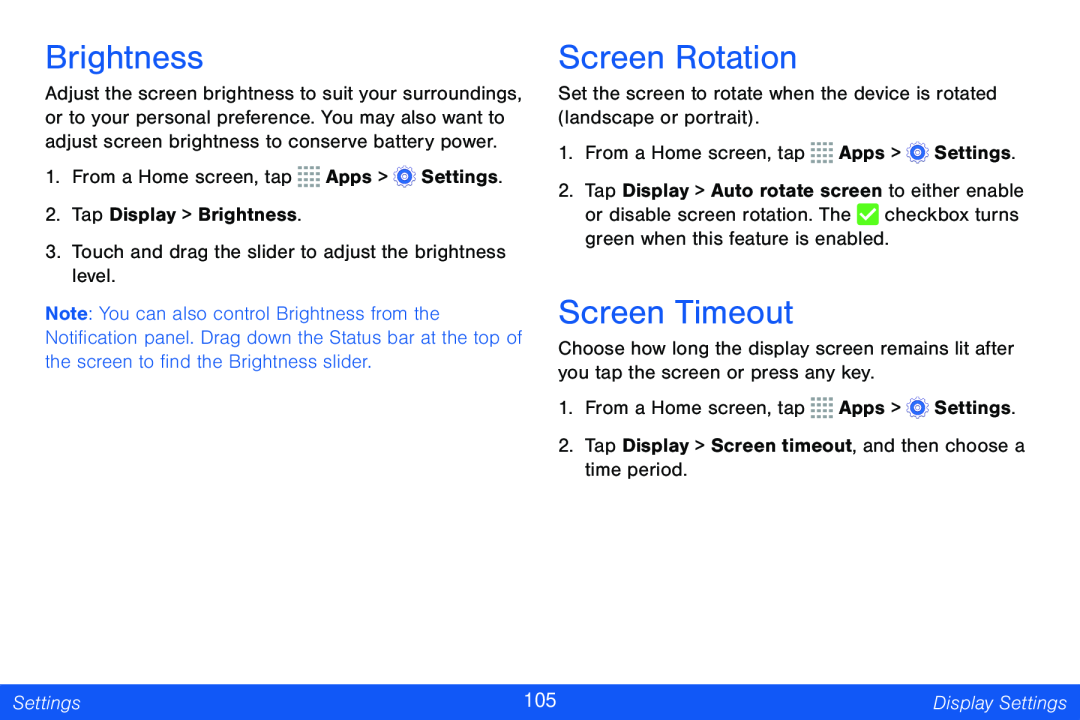 Screen Timeout Galaxy Tab 4 8.0 Verizon