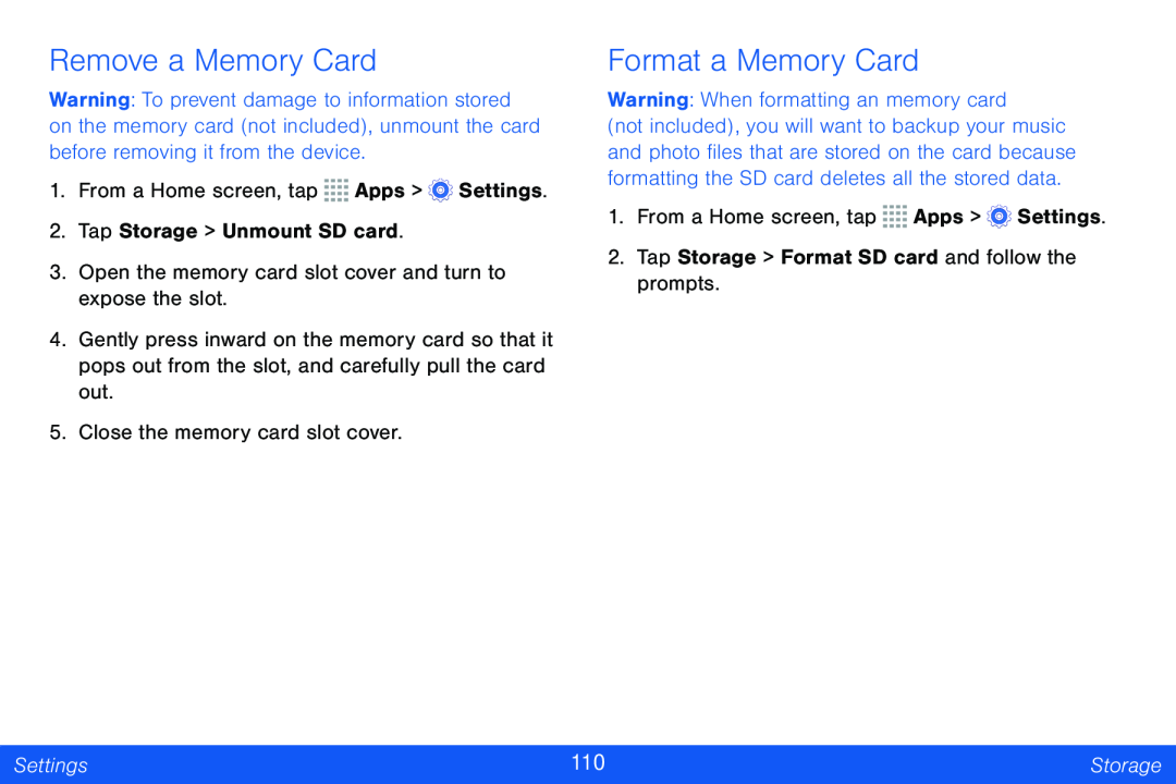 Format a Memory Card Galaxy Tab 4 8.0 Verizon