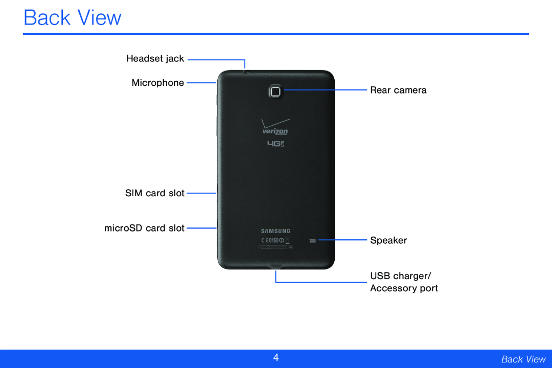 Back View Galaxy Tab 4 8.0 Verizon