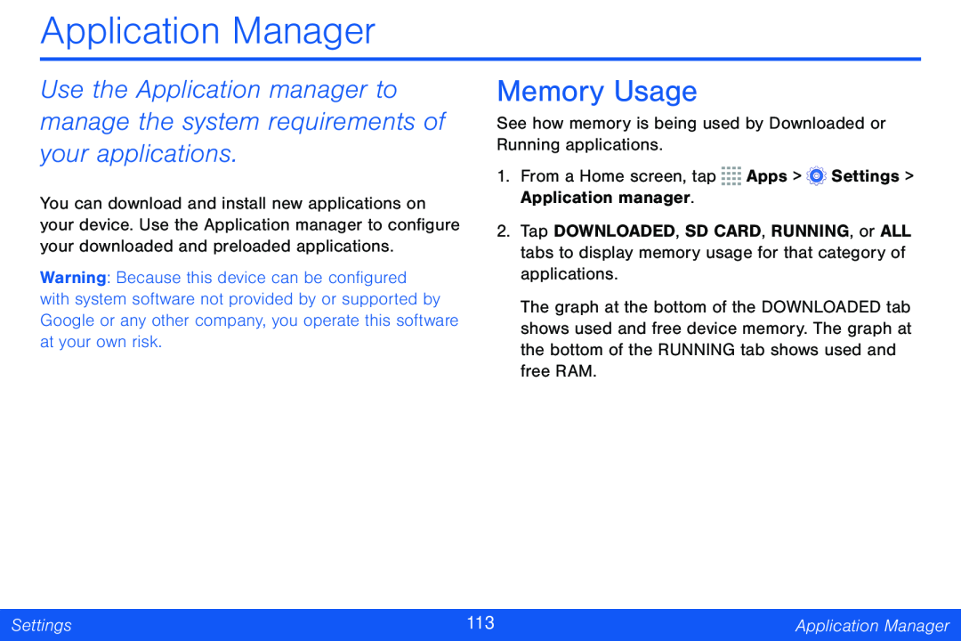 Memory Usage Application Manager