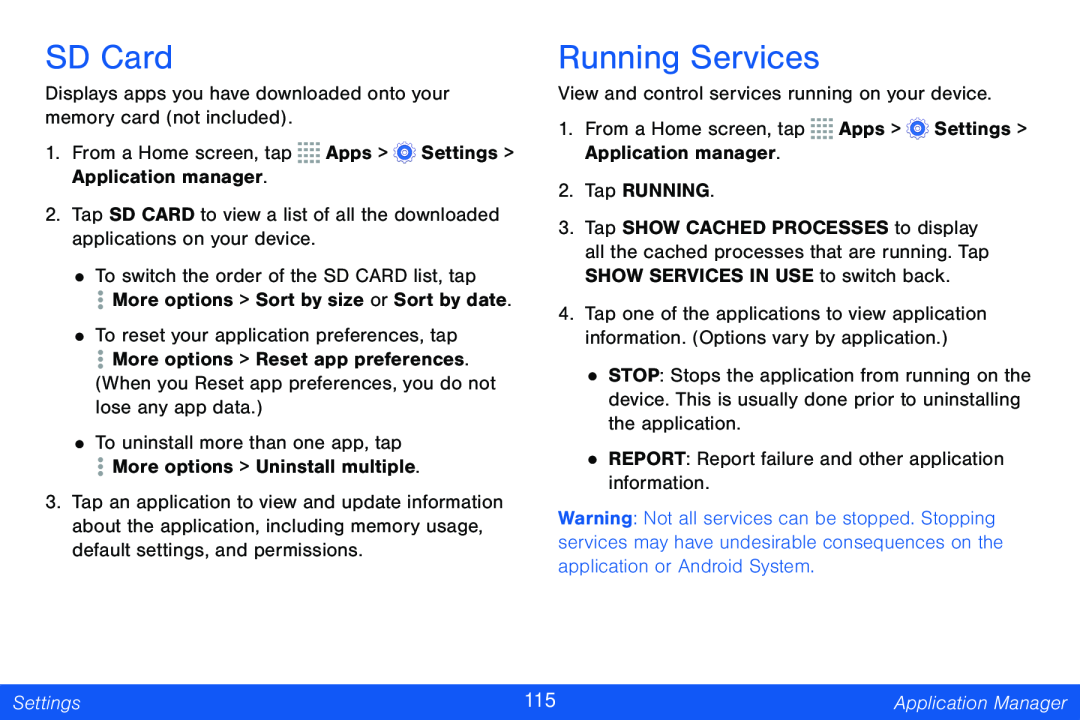 Running Services Galaxy Tab 4 8.0 Verizon