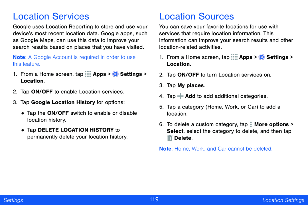 Location Sources Galaxy Tab 4 8.0 Verizon