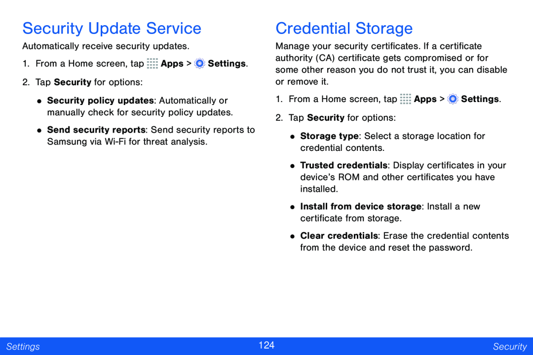 Credential Storage Galaxy Tab 4 8.0 Verizon