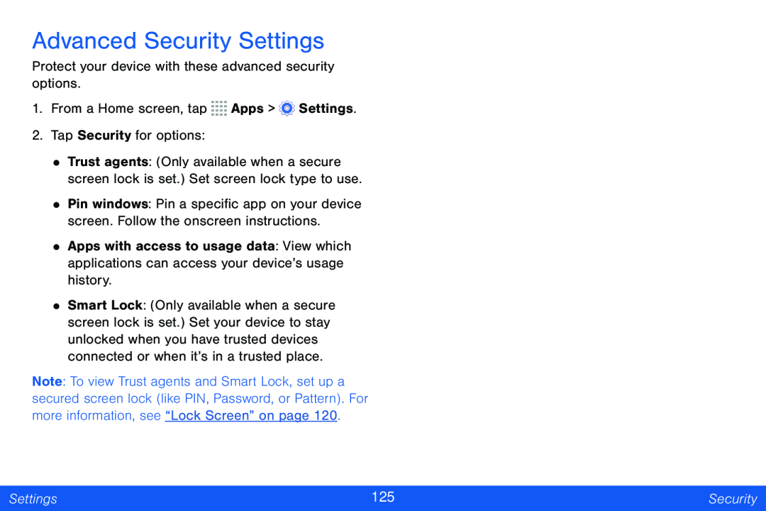 Advanced Security Settings Galaxy Tab 4 8.0 Verizon