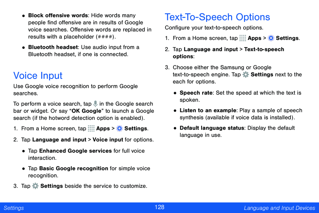 Voice Input Text-To-SpeechOptions