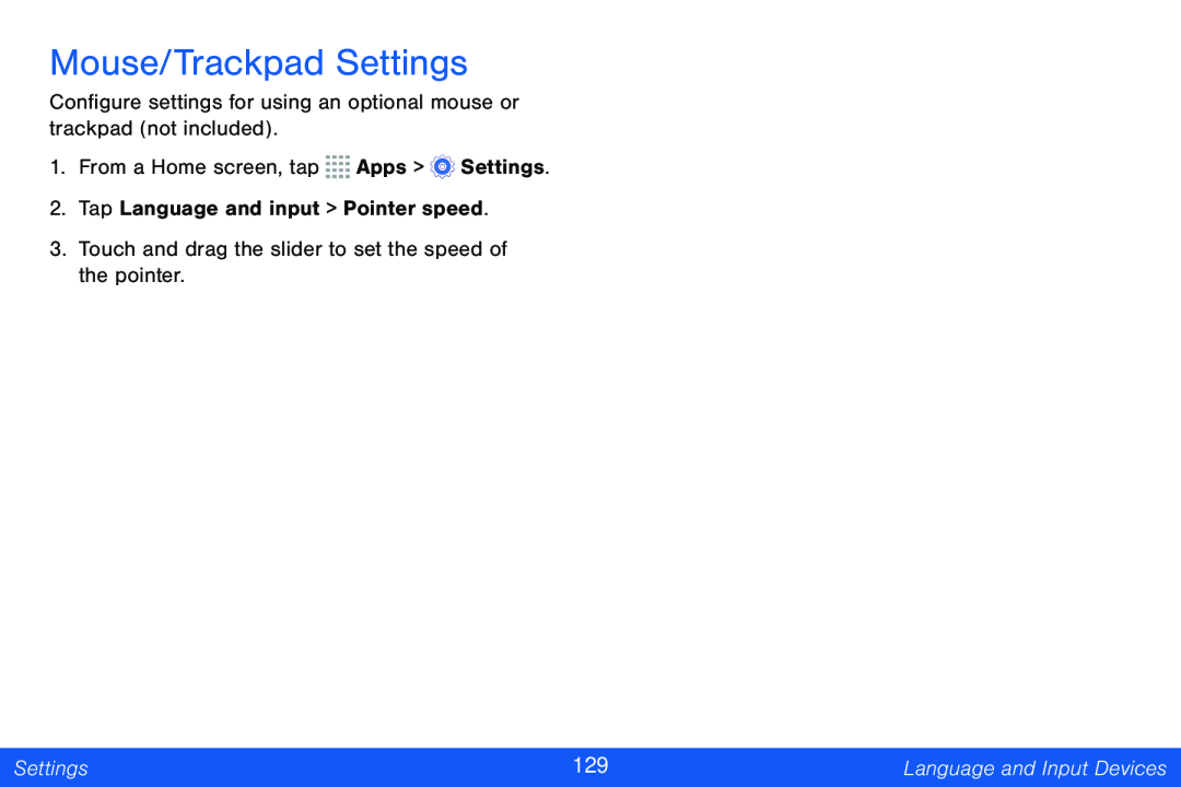 Mouse/Trackpad Settings Galaxy Tab 4 8.0 Verizon