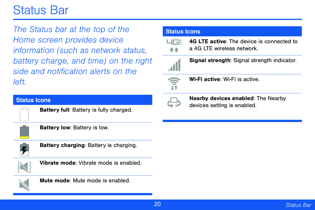 Status Bar Galaxy Tab 4 8.0 Verizon