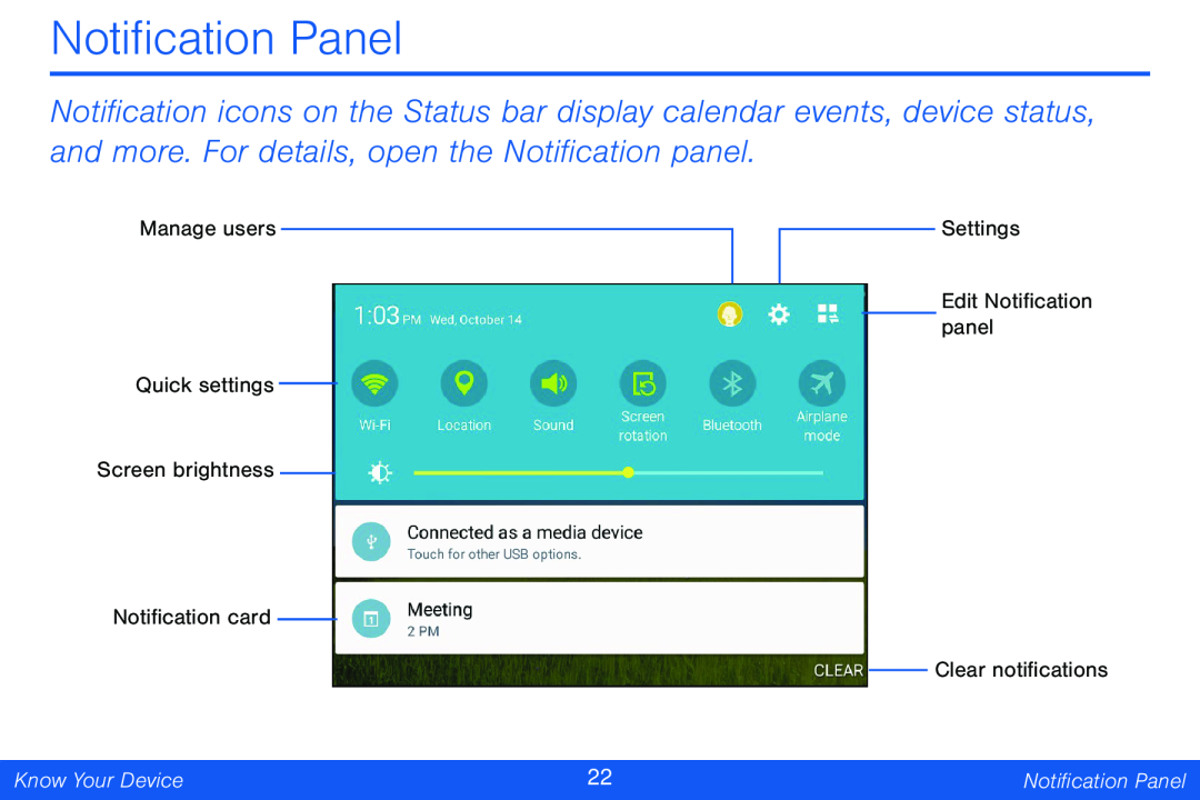 Notification Panel Galaxy Tab 4 8.0 Verizon