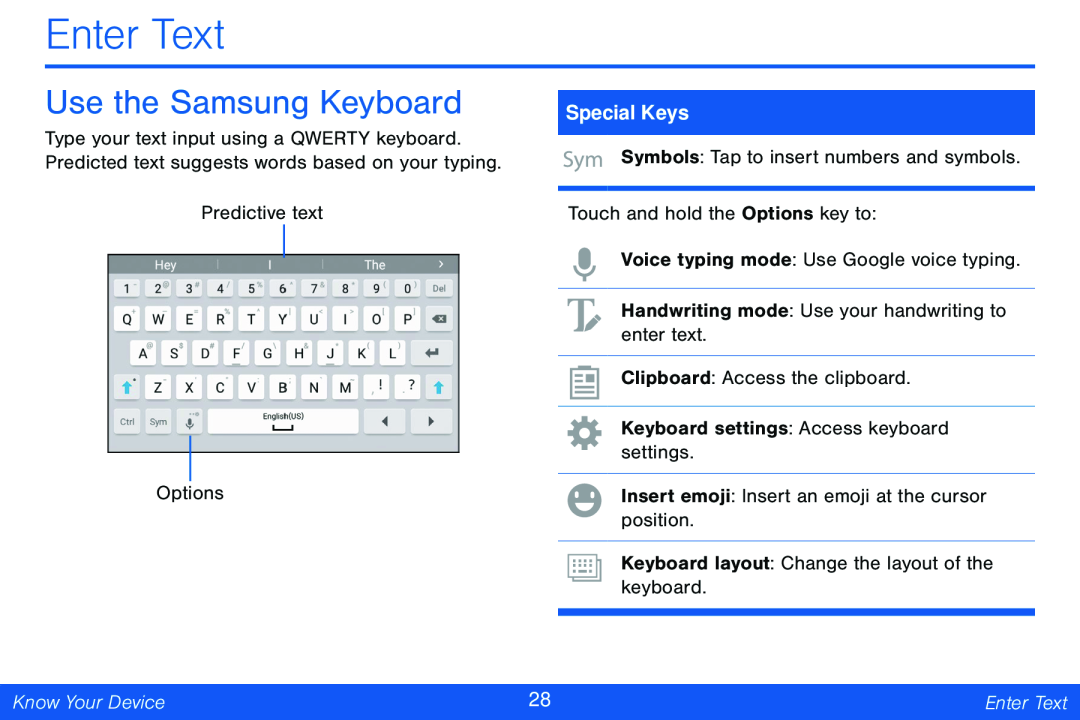 Use the Samsung Keyboard Enter Text