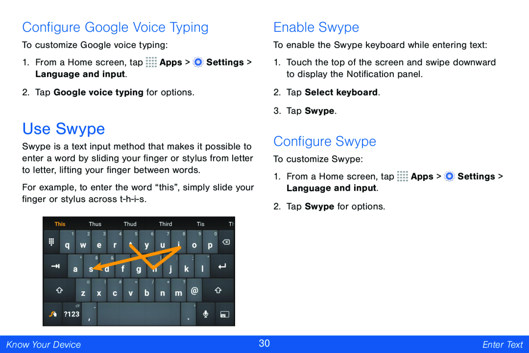 Configure Swype Galaxy Tab 4 8.0 Verizon