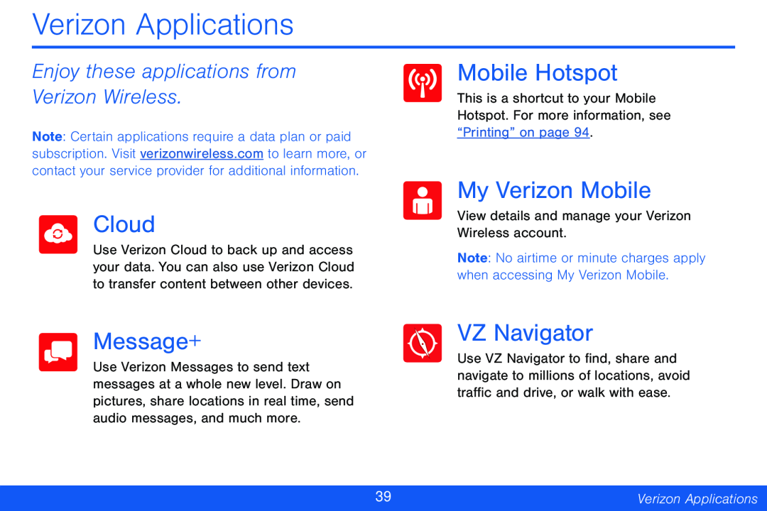 Enjoy these applications from Verizon Wireless Cloud