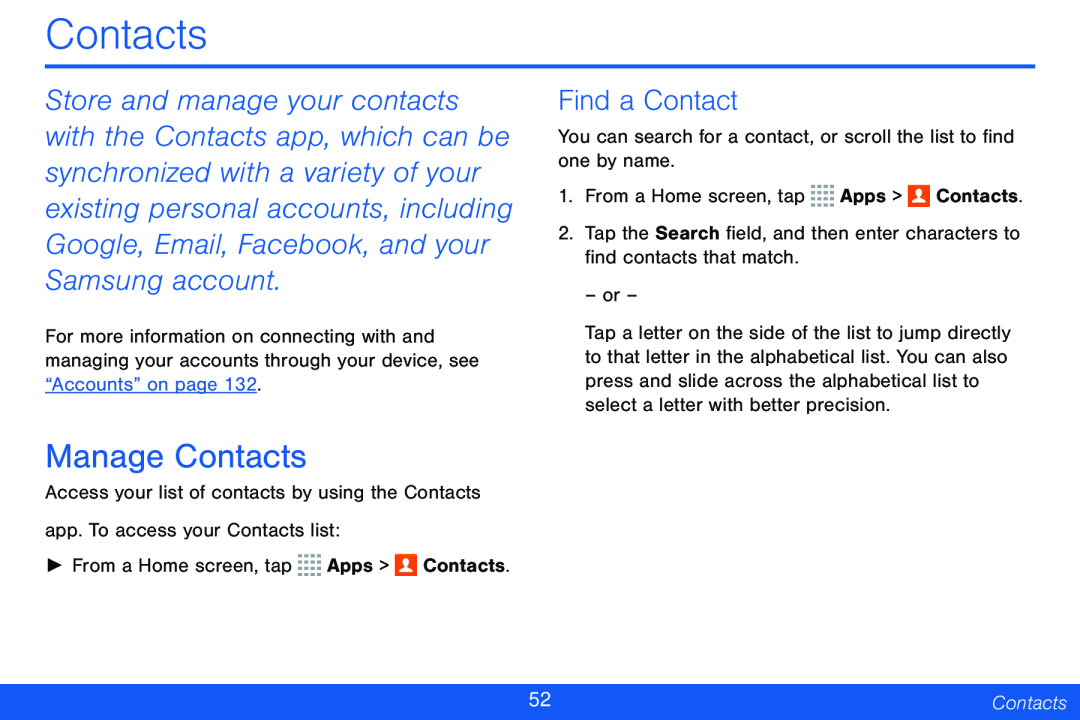 Find a Contact Manage Contacts