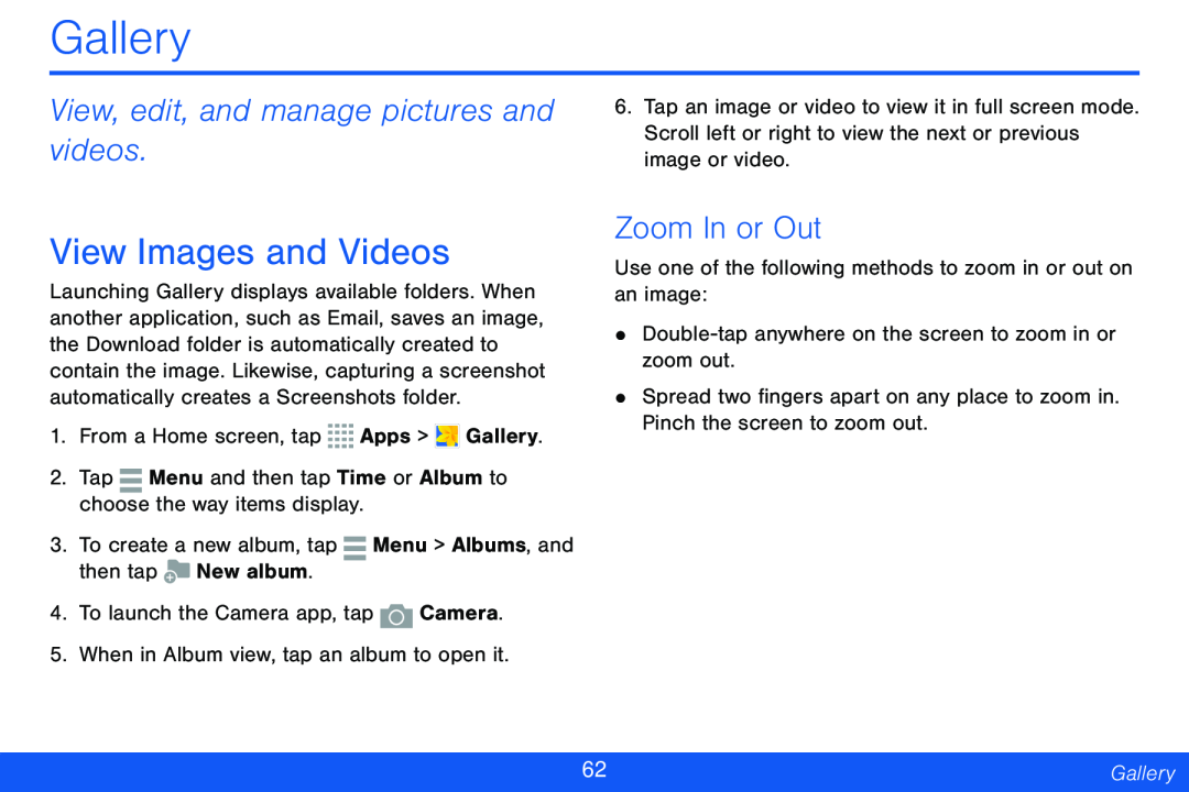 View, edit, and manage pictures and videos Galaxy Tab 4 8.0 Verizon