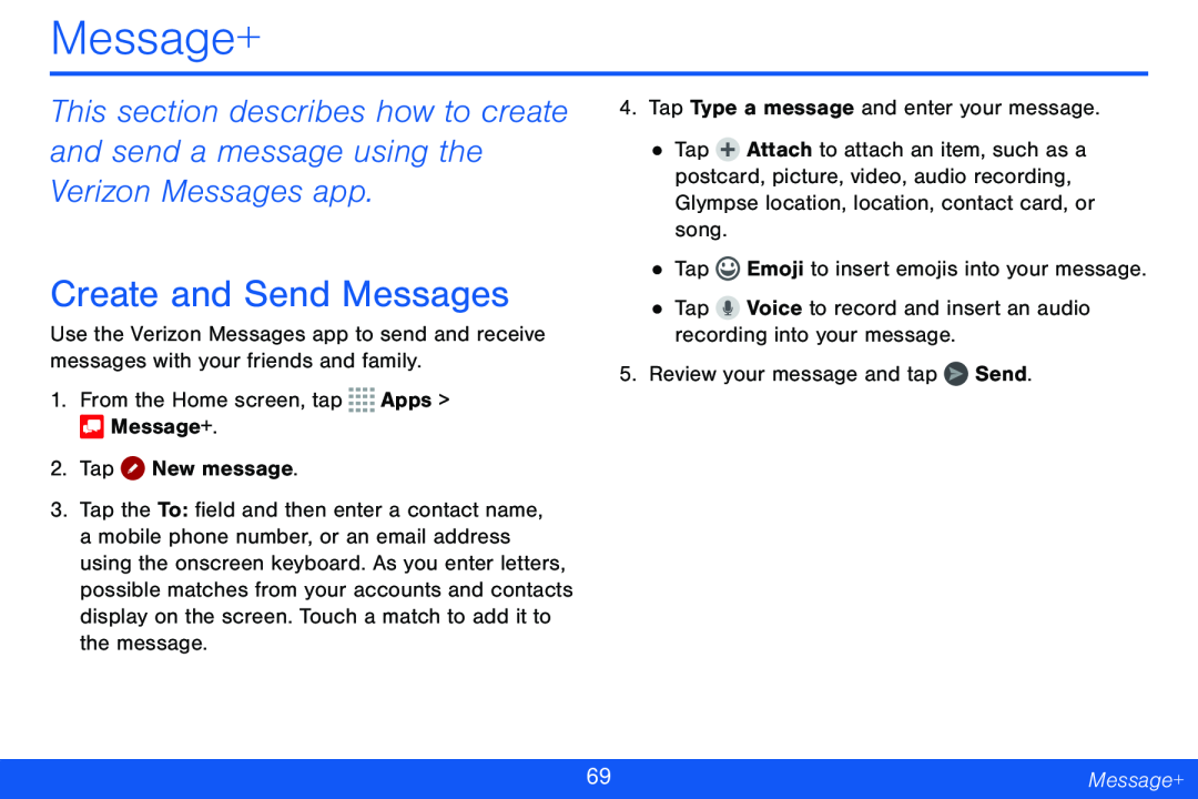 Create and Send Messages Galaxy Tab 4 8.0 Verizon