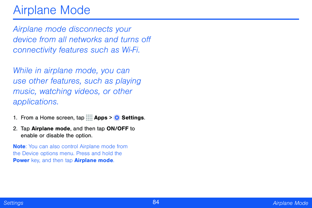 Airplane Mode Galaxy Tab 4 8.0 Verizon