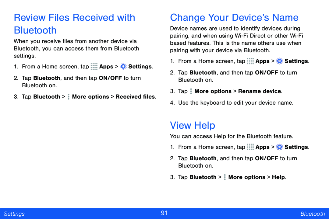 Review Files Received with Bluetooth Change Your Device’s Name