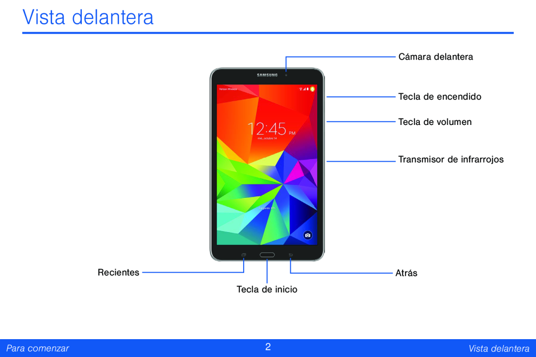 Vista delantera Galaxy Tab 4 8.0 Verizon