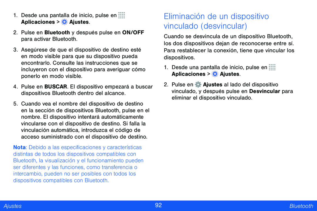 Eliminación de un dispositivo vinculado (desvincular) Galaxy Tab 4 8.0 Verizon