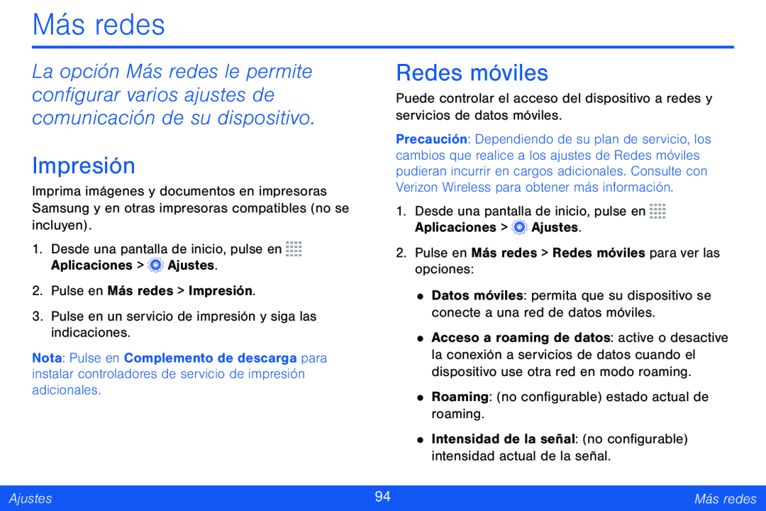 Impresión Redes móviles