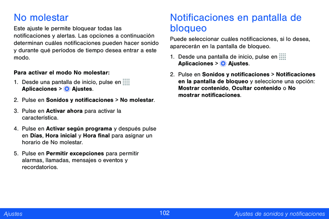 No molestar Notificaciones en pantalla de bloqueo