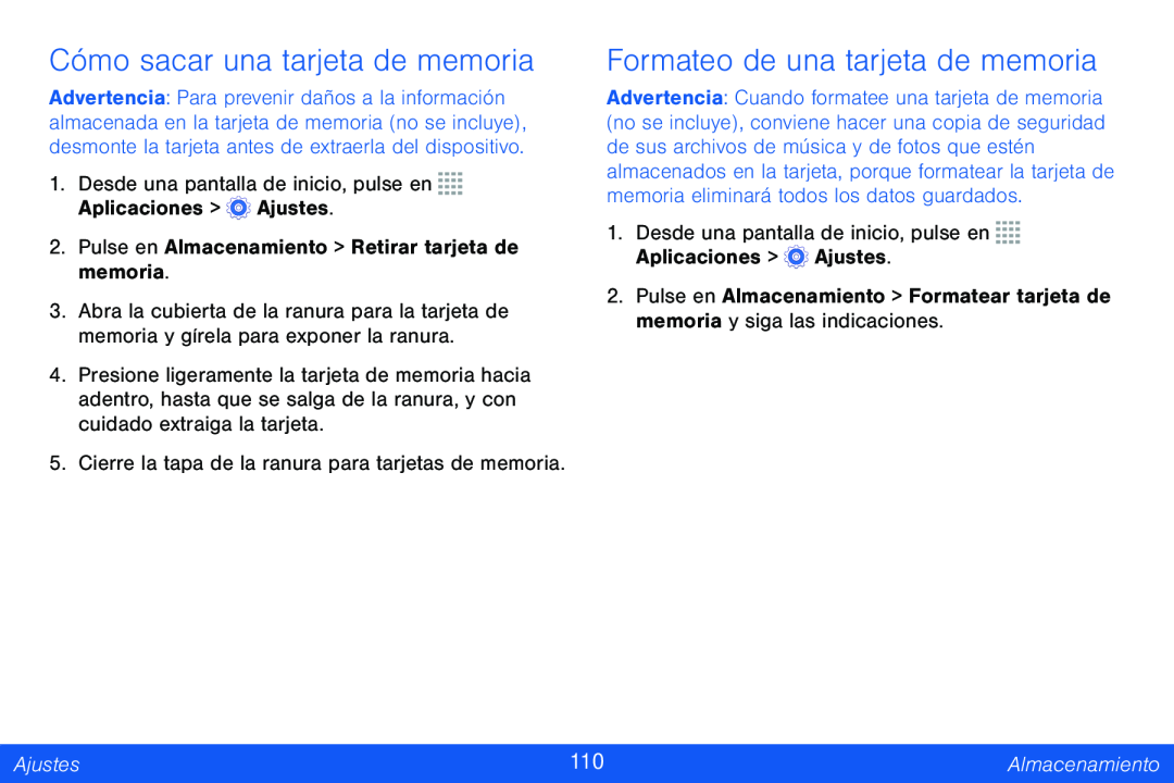 Formateo de una tarjeta de memoria Galaxy Tab 4 8.0 Verizon