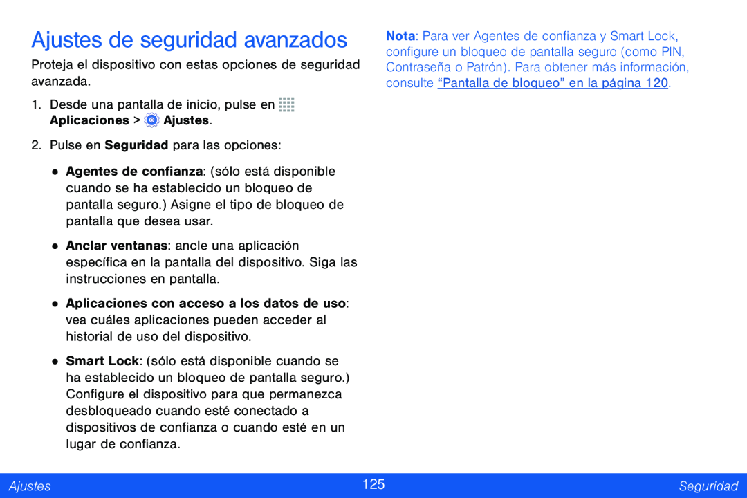 Ajustes de seguridad avanzados Galaxy Tab 4 8.0 Verizon