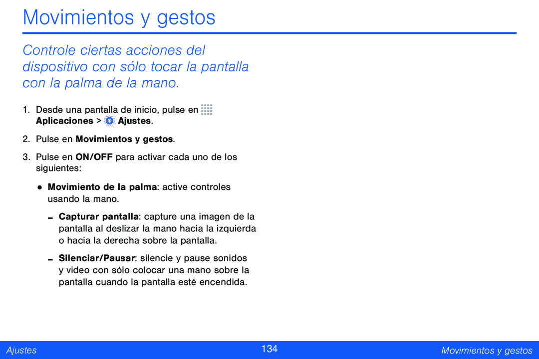 Movimientos y gestos Galaxy Tab 4 8.0 Verizon