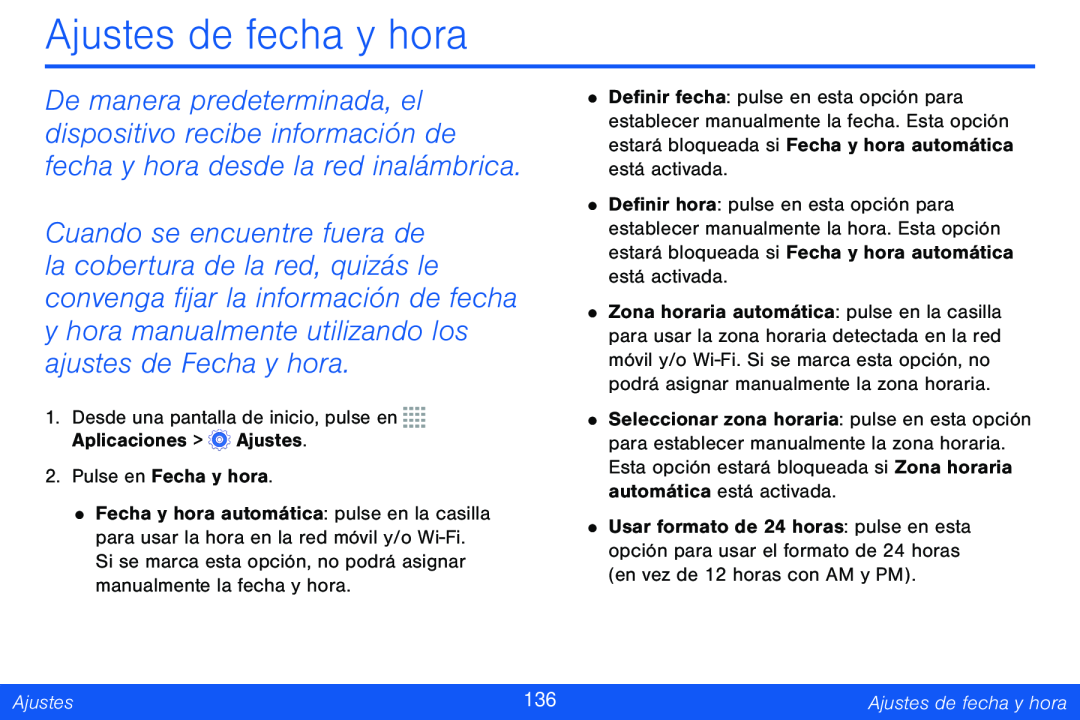 Ajustes de fecha y hora