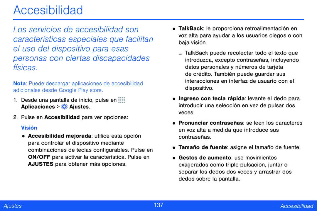 Accesibilidad Galaxy Tab 4 8.0 Verizon