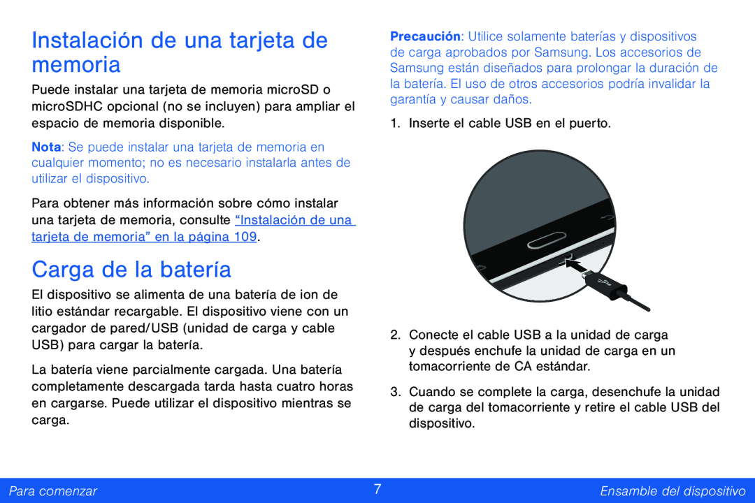 Instalación de una tarjeta de memoria Carga de la batería