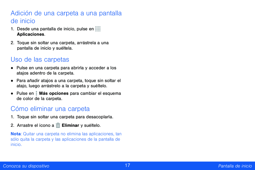 Uso de las carpetas Galaxy Tab 4 8.0 Verizon