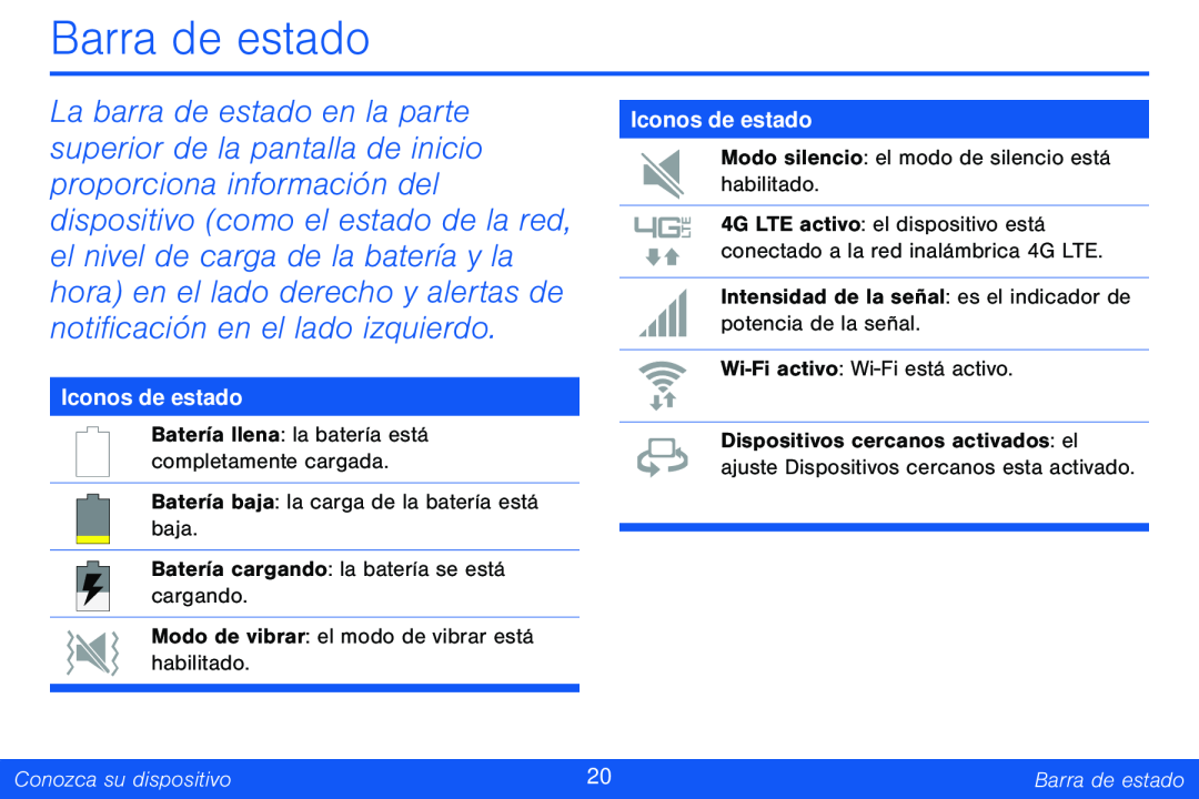 Barra de estado Galaxy Tab 4 8.0 Verizon