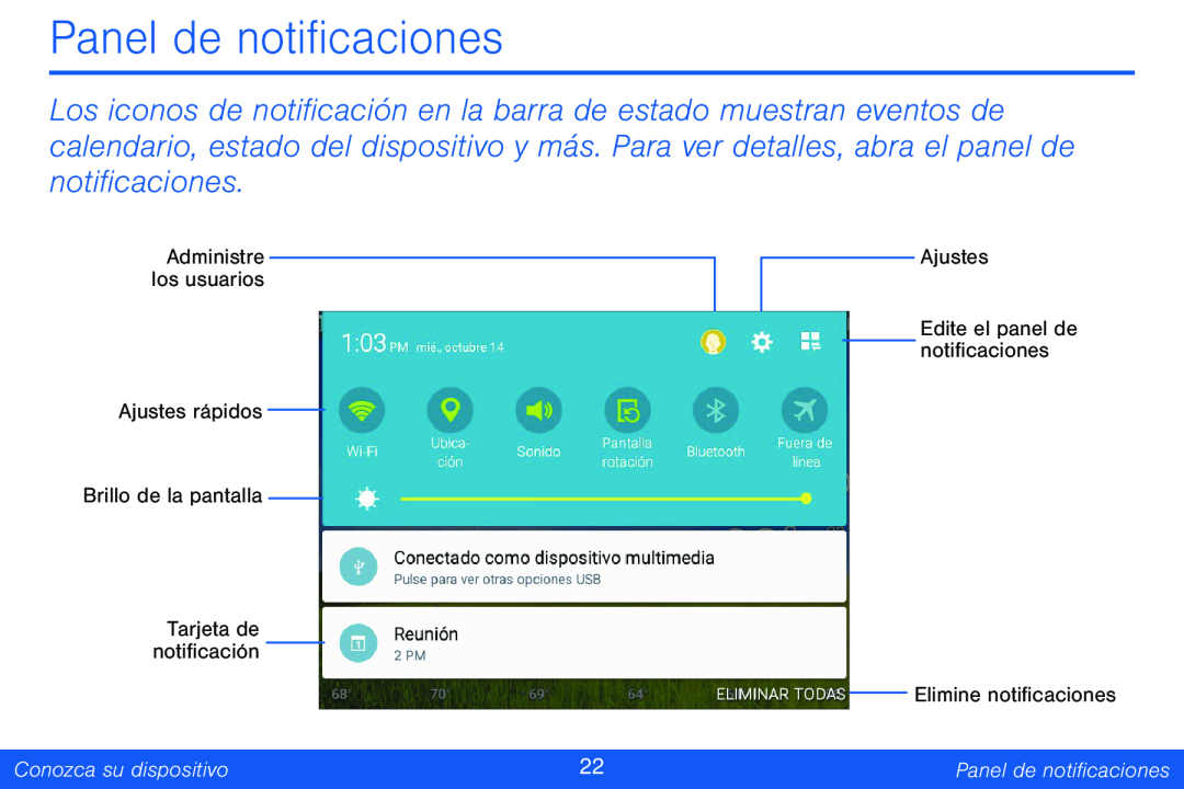 Panel de notificaciones Galaxy Tab 4 8.0 Verizon