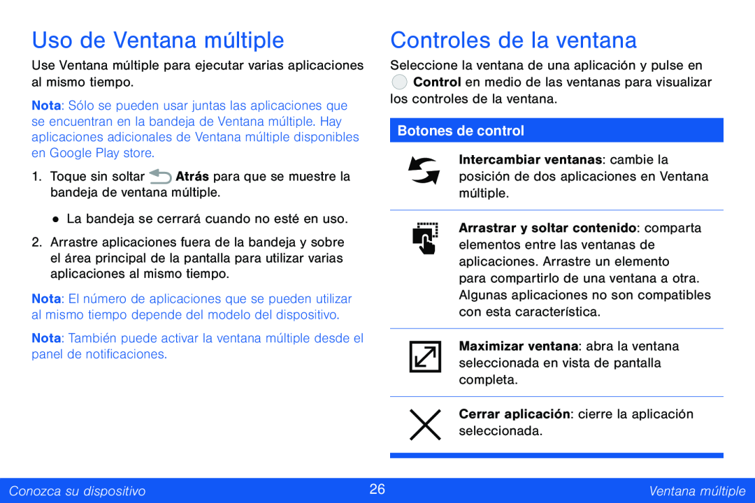 Uso de Ventana múltiple Controles de la ventana