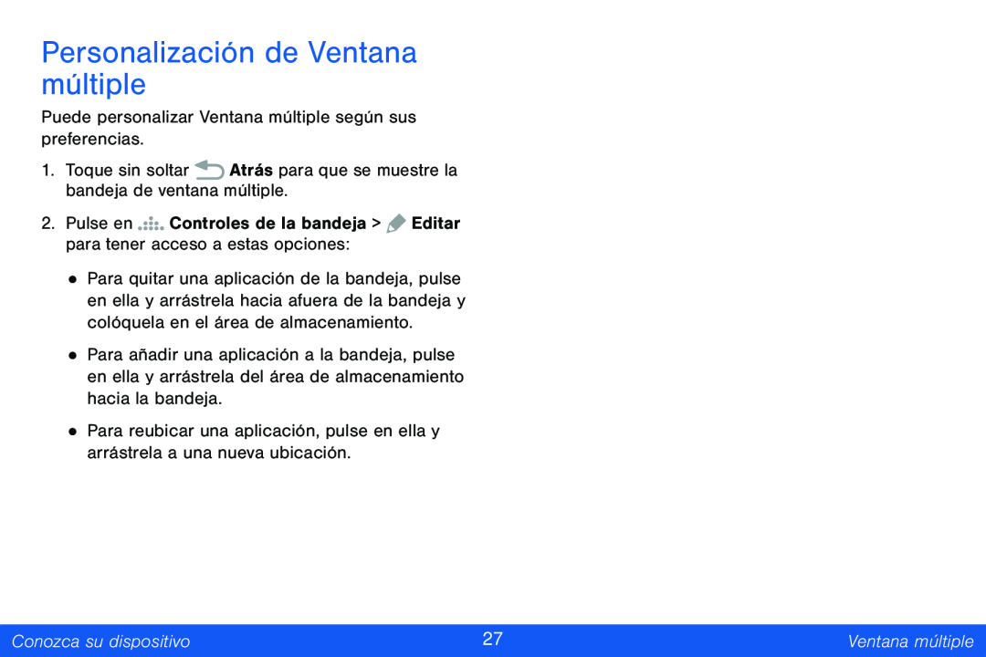 Personalización de Ventana múltiple Galaxy Tab 4 8.0 Verizon