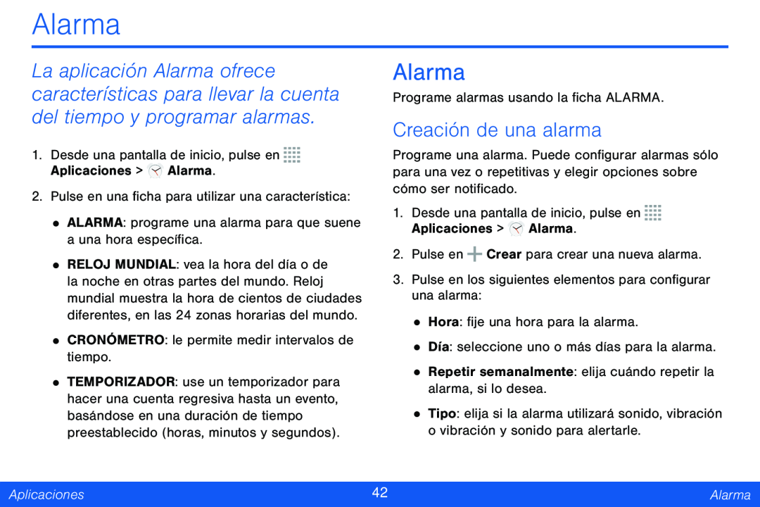 Creación de una alarma Alarma