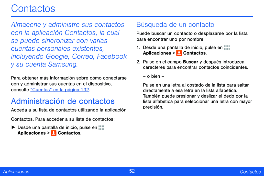 Administración de contactos Galaxy Tab 4 8.0 Verizon