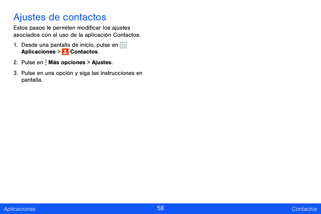 Ajustes de contactos Galaxy Tab 4 8.0 Verizon