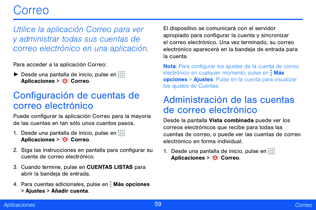 de correo electrónico Galaxy Tab 4 8.0 Verizon