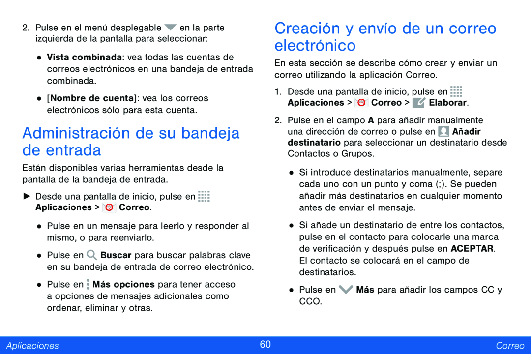 Administración de su bandeja de entrada Galaxy Tab 4 8.0 Verizon