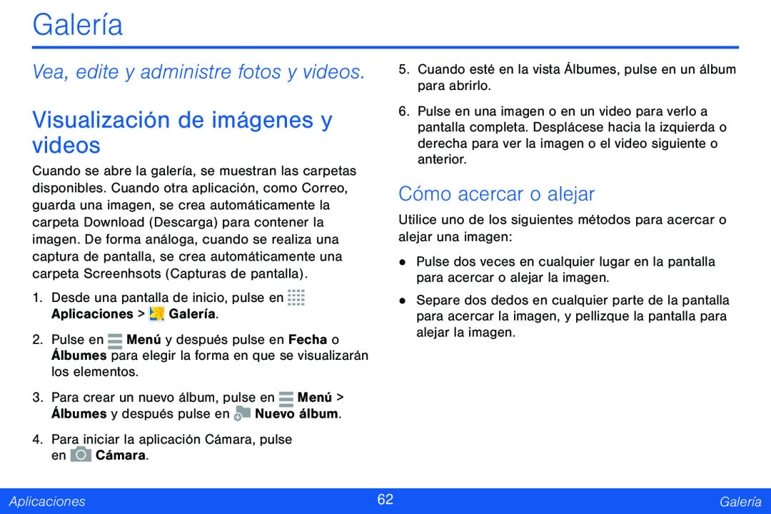 Visualización de imágenes y videos Galaxy Tab 4 8.0 Verizon