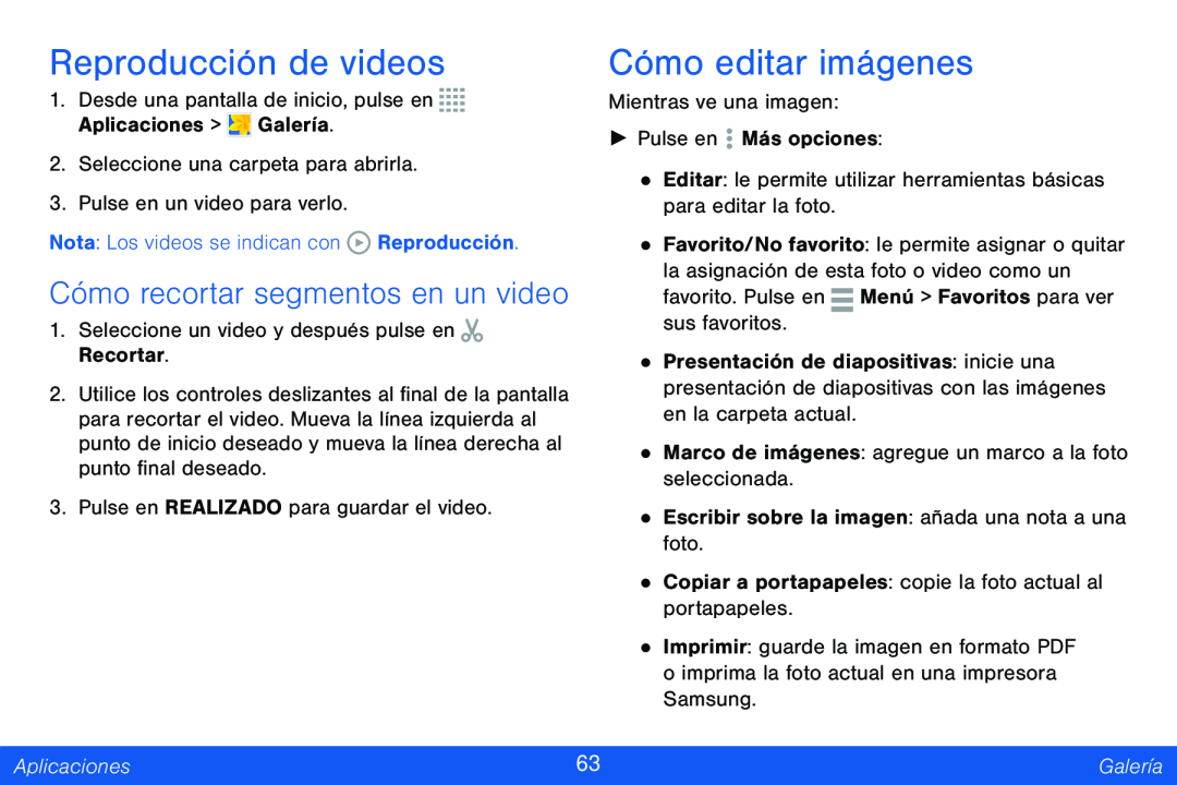 Reproducción de videos Galaxy Tab 4 8.0 Verizon