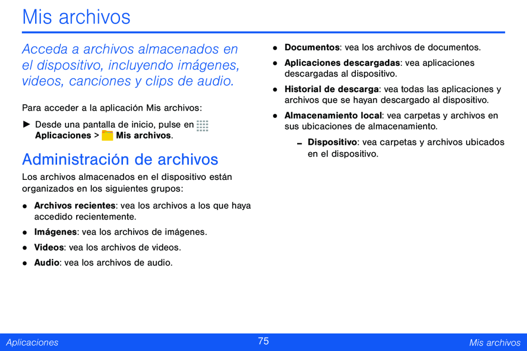 Administración de archivos Galaxy Tab 4 8.0 Verizon