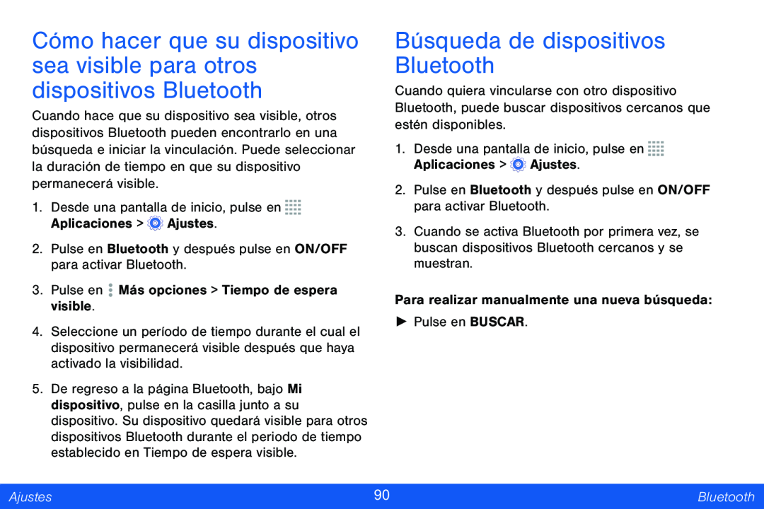 Búsqueda de dispositivos Bluetooth Galaxy Tab 4 8.0 Verizon