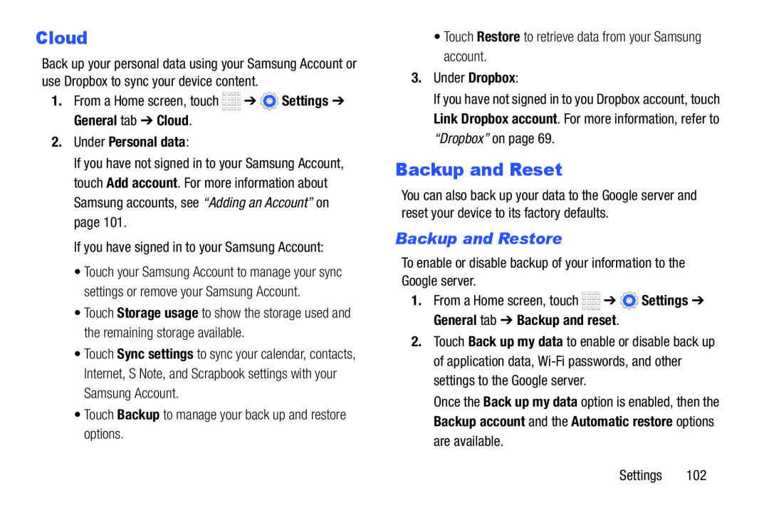 Backup and Reset Galaxy Tab 4 8.0 Wi-Fi