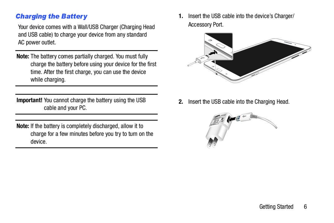 Charging the Battery Galaxy Tab 4 8.0 Wi-Fi