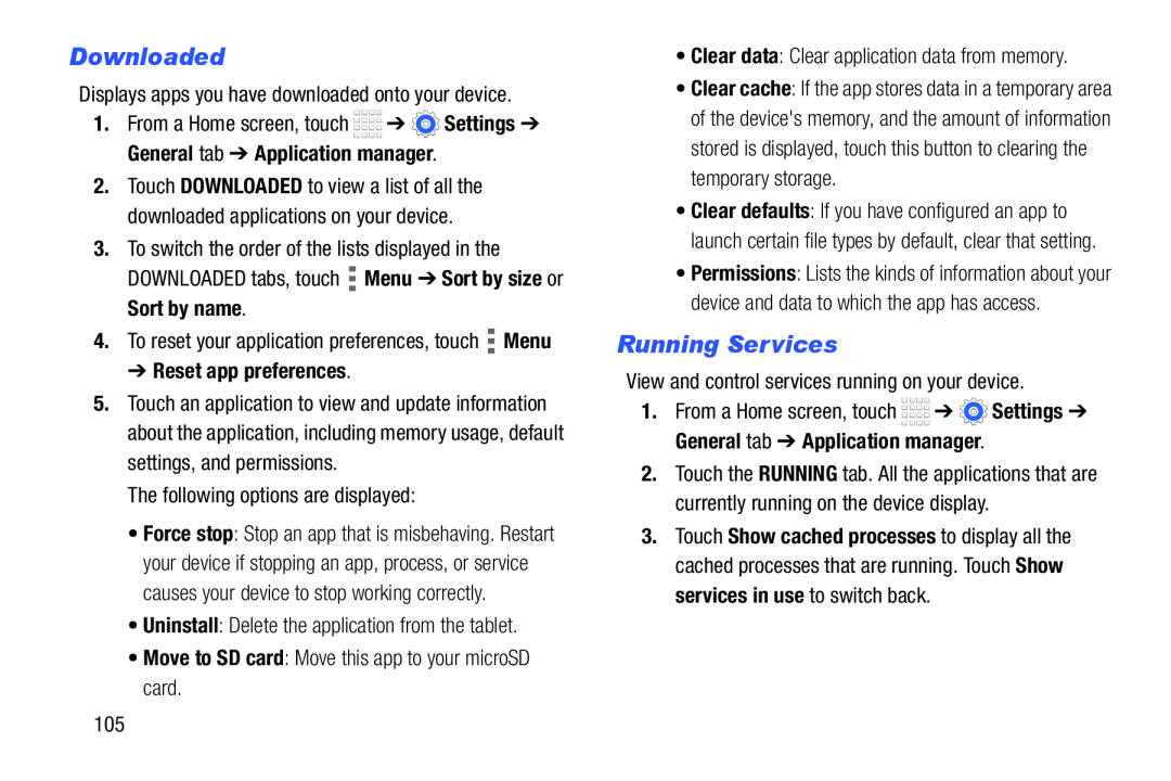 Running Services Galaxy Tab 4 8.0 Wi-Fi