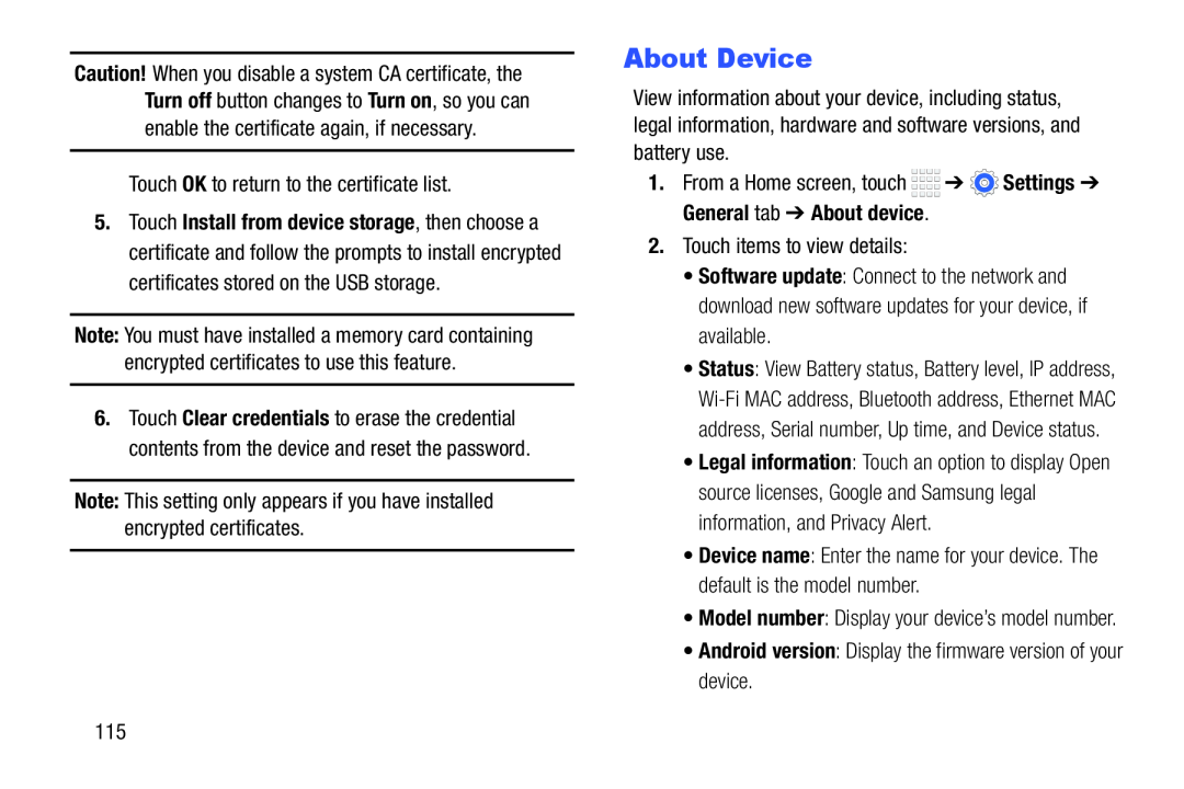 About Device Galaxy Tab 4 8.0 Wi-Fi