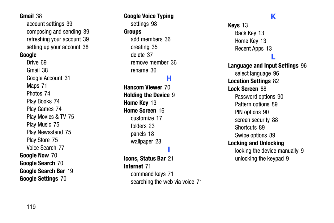 Google Settings Galaxy Tab 4 8.0 Wi-Fi