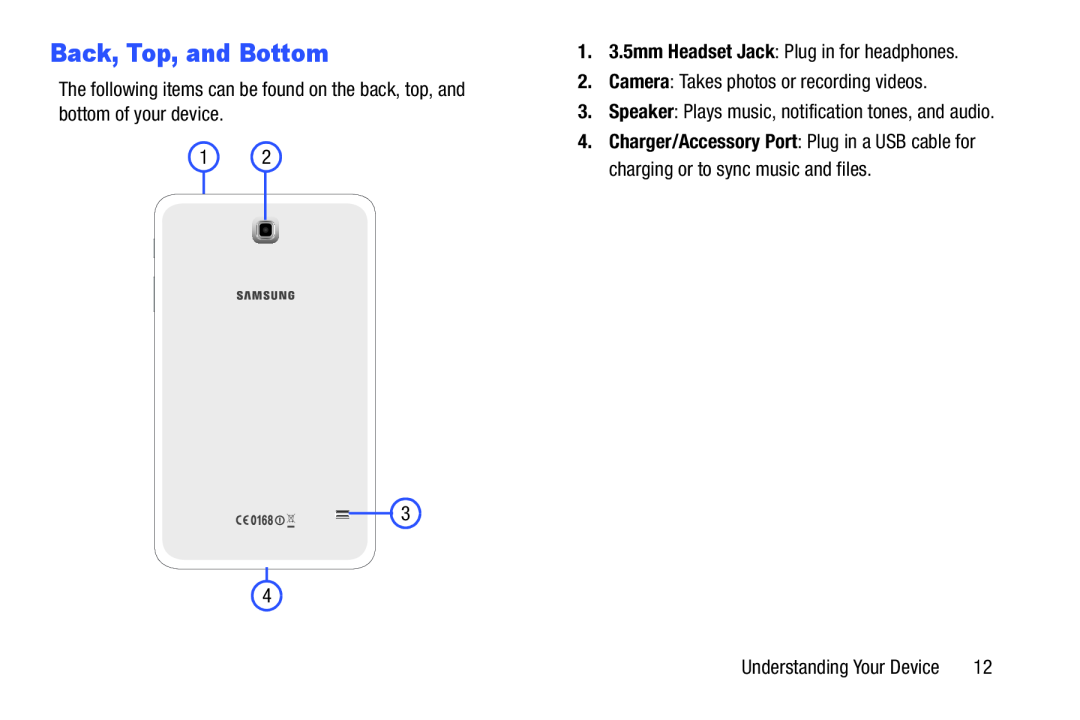 Back, Top, and Bottom Galaxy Tab 4 8.0 Wi-Fi
